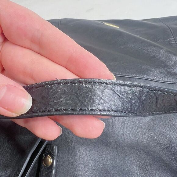 Kooba Everette Black Pebbled Leather Double Zipper Gold Handbag Shoulder Bag - Picture 11 of 11